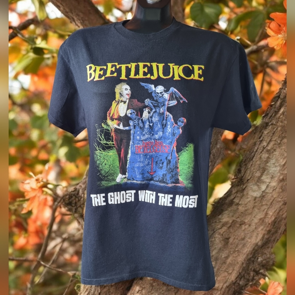 Vintage Beetlejuice "THE GHOST WITH THE MOST" Graphic Tee - Black